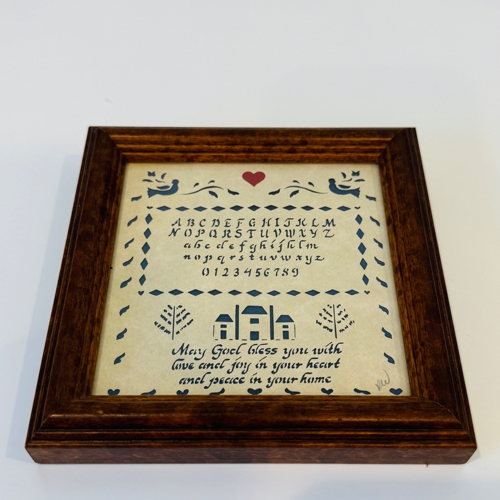 Vintage Scissor Cuts Framed Art Country Cottage Americana Home Decor Handmade